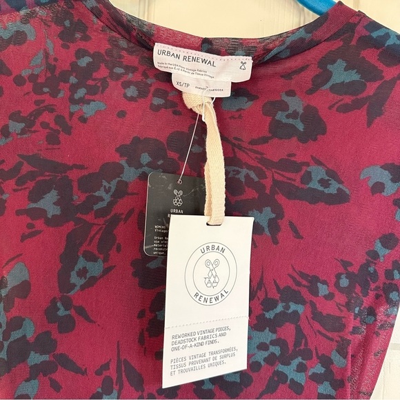 NWT UO Urban Renewal Remnants Mesh Red Animal Print Baby Tee - Picture 8 of 11
